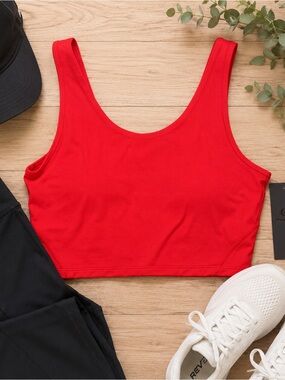 NWT Mono B Women’s Large Red Longline Sports Bra Crop Workout Yoga Top